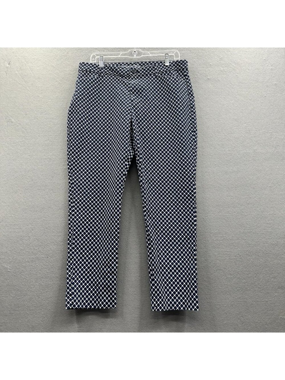 GAP Pants 10R Slim City Khakis Navy Blue Geometric Print Stretch Flat Front Golf